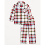 Family Matching Plaid Home Print Red Long Sleeve Pajamas Outfits