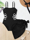 Kids Girls Swimsuit Beach Color Block Vacation Fashion  Bathing Suits