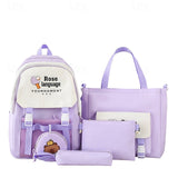 Back to School 4-Piece Kid Pink Backpack Set – Includes School Bag, Tote, Pencil Case & Coin Purse