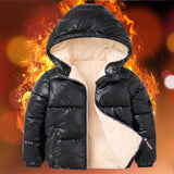 Kid Girl Glossy Down Cotton Jacket Fleece Thick Coats