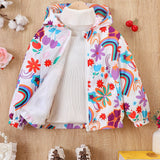 Kid Baby Girl Butterfly Print Hooded Zipper Coat Jacket