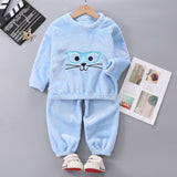 Kid Baby Boy Girl Autumn Winter Plush Thick Winter Flannel Pajamas