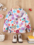 Kid Baby Girl Butterfly Print Hooded Zipper Coat Jacket