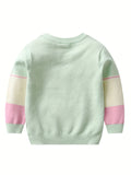 Kid Girl Delight Crew Neck Butterfly Embroidery Sweater Top