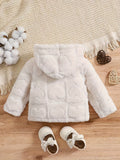 Kid Baby Girl Heart Pattern Fleece Hooded Jacket Warm Thickened Coat