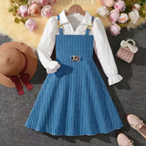 5-12Y Kid Girls Patchwork Striped Stylish Long-sleeve Autumn Dresses