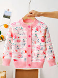 Kid Baby Girl Winter Floral Cardigan Cozy Crew Neck Knit Sweater