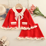 Kid  Baby Girls Adorable Fall Winter Knit Cardigan 2 Pcs Sets