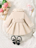 Kid Baby Girl Winter Fleece Coat Solid Bow Coats