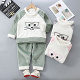 Kid Baby Boy Girl Autumn Winter Plush Thick Winter Flannel Pajamas