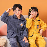 Kid Boy Girl Autumn Winter Coral Plush Warm Pajamas