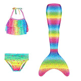 Kids Girls Three Piece Mermaid Swimsuits Bikini Beach Swimwear