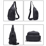 Men Genuine Leather Cowhide Vintage Chest Backpack Travel Fashion Shoulder Bag