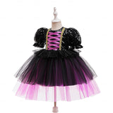 Kids Girls' Party Dress Solid Color Short Sleeve Special Occasion Halloween Party Halloween Custome Sweet Polyester Summer Spring Fall kids Purple