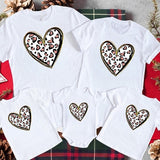 Family Matching Heart Casual Print Short Sleeve Active T-shirt Tops