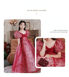 Kid Baby Girl Red Pompous Host High-end Luxury Dresses