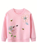 Kid Baby Girl Cozy Cotton Sweatshirt Cute Embroidery Long Sleeve Shirts