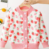 Kid Baby Girl Winter Floral Cardigan Cozy Crew Neck Knit Sweater