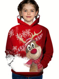 Kid Girl Christmas Snowflake Reindeer Pattern Pullover Hoodie