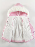 Kid Girls Warm Padded  Fur Collar Solid Cute Winter Coats Jacket