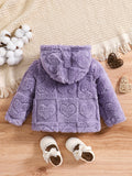 Kid Baby Girl Heart Pattern Fleece Hooded Jacket Warm Thickened Coat