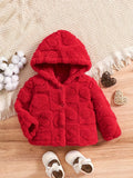 Kid Baby Girl Heart Pattern Fleece Hooded Jacket Warm Thickened Coat