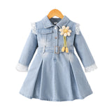 Kid Baby Girl Lace Trim Dress Belt Dress