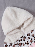 Baby Girl Trendy Leopard Splicing Fuzzy Jacket Warm Coats