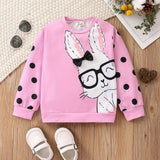 Kid Baby Toddler Girls Rabbit Polka Dot Print Long Sleeve Sweatshirt