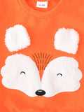 Baby Girl Boy Adorable Fox Embroidered Long Sleeve Sweatshirt