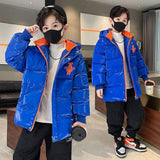 Kid Boy Down Cotton Jacket Bright Leather Winter Thick Coat