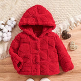 Kid Baby Girl Heart Pattern Fleece Hooded Jacket Warm Thickened Coat