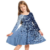3-10Y Kid Girls 3D Graphic Long Sleeve Spring Fall Holiday Cute Sweet Swing Dresses