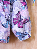 Kid Baby Girl Butterfly Print Hooded Zipper Coat Jacket