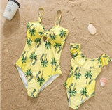 Family Matching Parent-child Mother-daughter V-neck One-piece Swimsuit