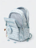 Kid Women Polyester Multi-Color Star Print Large Capacity Backpacks Schoolbags