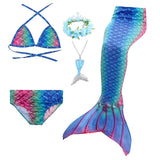 Kids Girls Five Piece Mermaid Swimwear Bikini Rainbow Cute Swimsuits