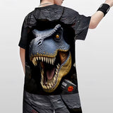 Kid Boys 3D Print Graphic Dinosaur Short Sleeve T shirt Summer Fashion Streetwear