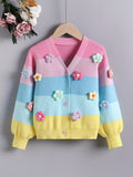 Kid Baby Cozy Floral V-Neck Knit Cardigan Casual Sweaters