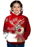 Kid Girl Christmas Snowflake Reindeer Pattern Pullover Hoodie