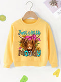 Kid Baby Girls Cow Sunflower Graphic Comfort Long Sleeve Sweatshirt