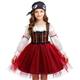 2-10Y Halloween Girls Pirate Cosplay Carnival Party Pirate Role Play Dresses