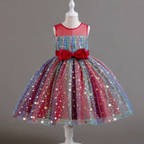 Kid Girl Tutu Sleeveless Princess Flower Bow Tulle Dance Ball Dresses