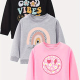 Kid Baby Girl Cute Rainbow Sweatshirts 3pcs