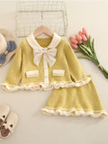 Kid  Baby Girls Adorable Fall Winter Knit Cardigan 2 Pcs Sets