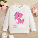 Kid Baby Girl Cute Sassy Dinosaur Graphic Print Sweatshirt