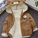 Kid Baby Girl Cute Bear Corduroy Hooded Jacket Warm Coats