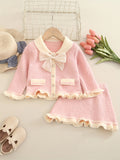 Kid  Baby Girls Adorable Fall Winter Knit Cardigan 2 Pcs Sets