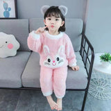 Kid Baby Girl Plush Thickened Autumn Winter Pajamas