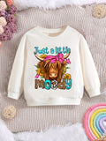 Kid Baby Girls Cow Sunflower Graphic Comfort Long Sleeve Sweatshirt